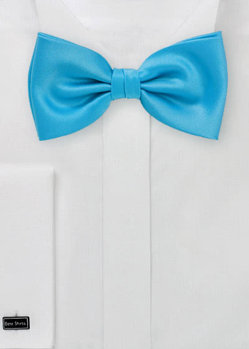Noeud papillon bleu cyan uni