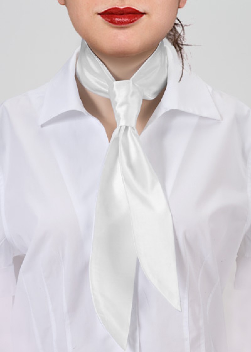 Cravate femme blanc pur unie