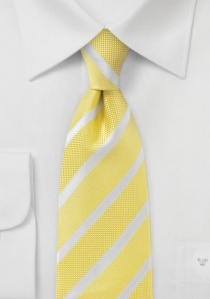 Cravate jaune pastel rayures blanches