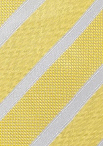 Cravate jaune pastel rayures blanches