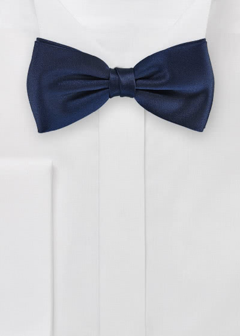 Noeud papillon uni bleu foncé