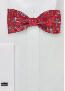 Bindefliege Blumenmotiv mittelrot
