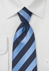 Cravate XXL bleu marine rayures bleu clair