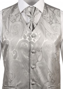 gilet de mariage ensemble grand paisley (argent /
