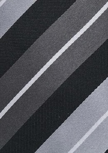 Cravate extra longue noir gris rayée