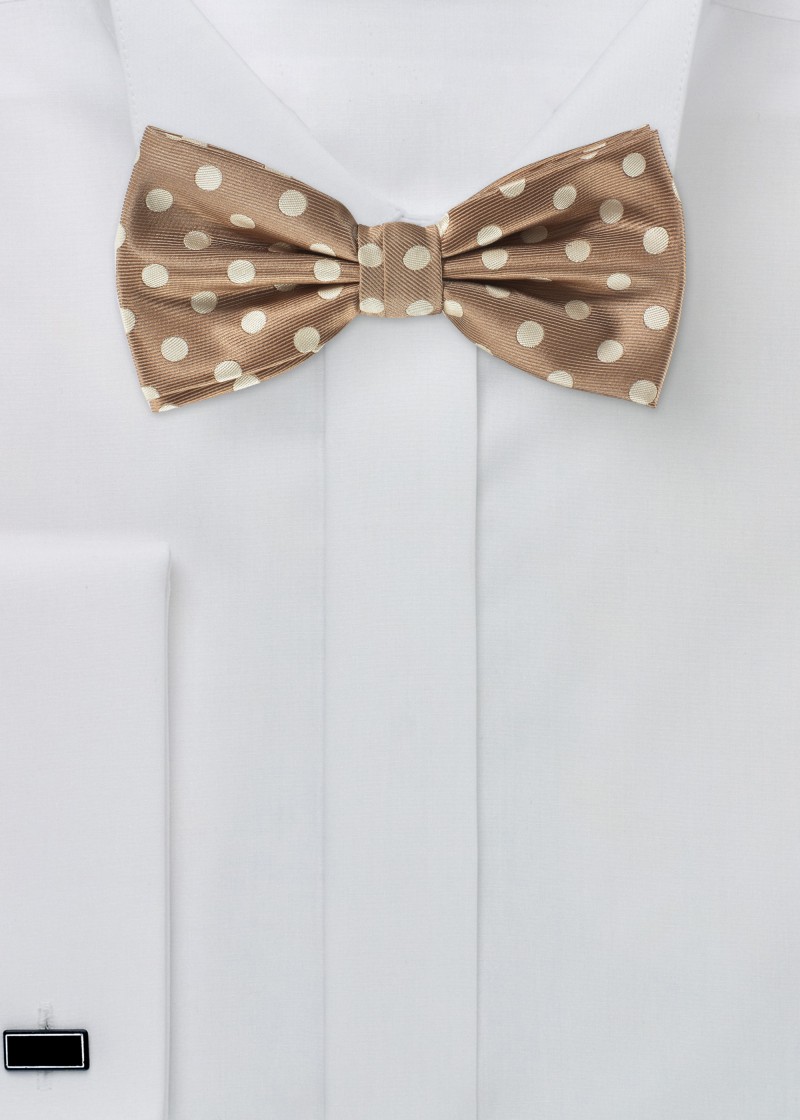 Noeud papillon couleur sable à pois crème
