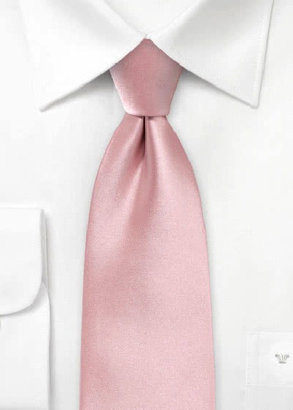 Cravate rose poudré satinée