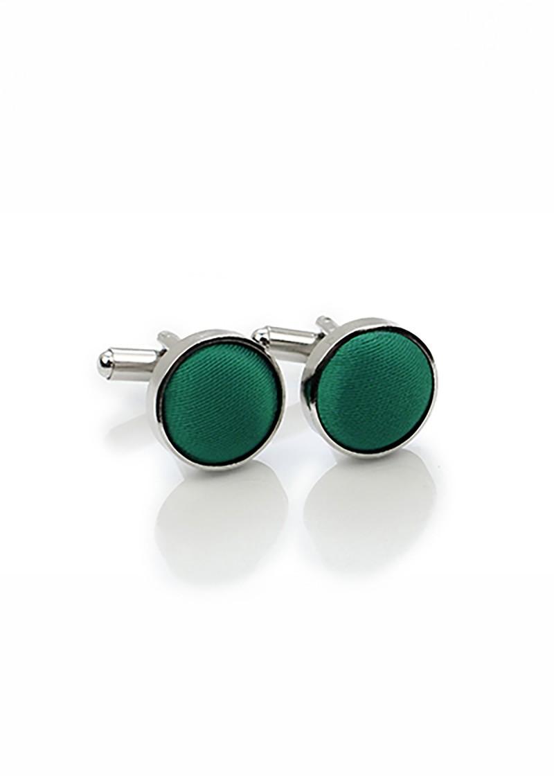 Boutons de manchettes en tissu vert bouteille