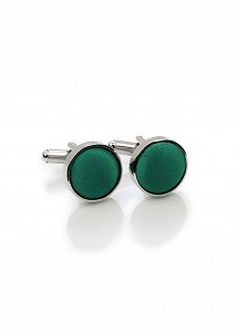 Boutons de manchettes en tissu vert bouteille