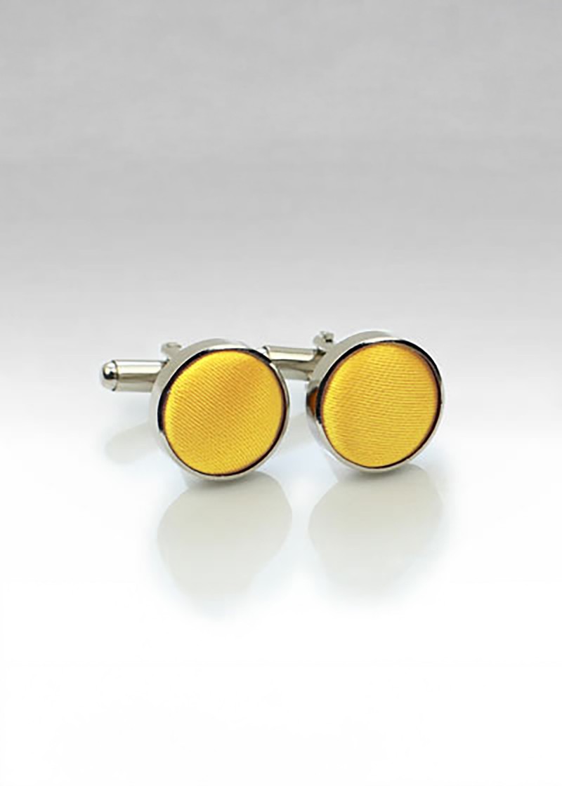 Boutons de manchettes tissu jaune