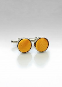 Boutons de manchette tissu orange jaune