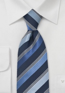 Cravate extra longue rayures bleues
