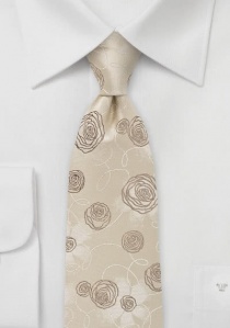 Cravate clip dessin rose beige