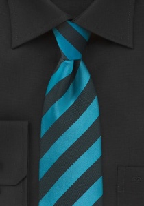 Cravate rayée en turquoise et noir