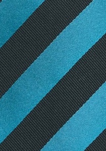 Cravate rayée en turquoise et noir
