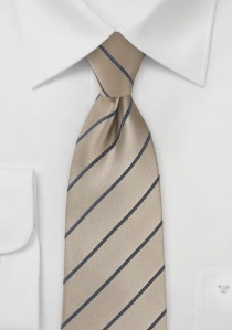 Cravate beige rayures gris foncé