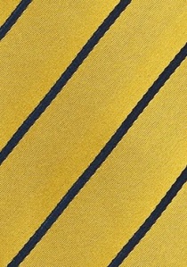 Cravate jaune dorée rayures bleu foncé