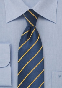 Cravate bleu marine rayures jaune doré