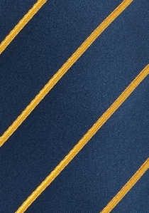 Cravate bleu marine rayures jaune doré