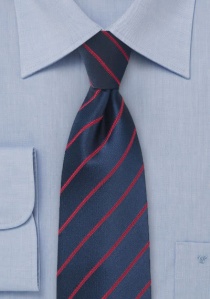 Cravate bleu foncé rayures rouges
