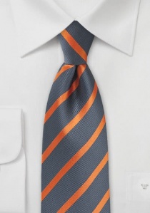 Cravate grise rayures orange