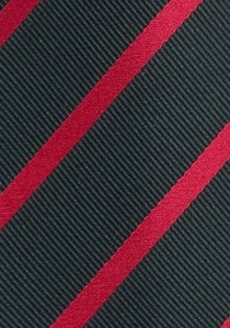 Cravate noire fines rayures rouge cerise