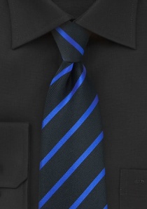 Cravate noire rayures bleu outremer