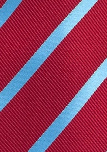 Cravate rouge cerise rayures bleu ciel