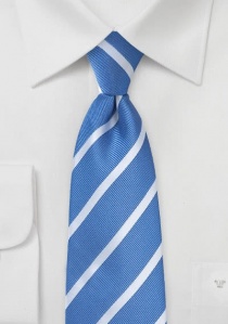 Cravate bleu clair rayures blanc perle