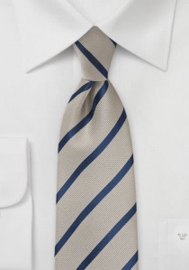 Cravate beige rayures bleues