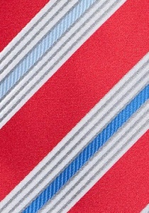 Cravate rouge cerise rayée bleue