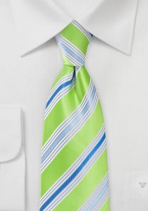 Cravate citron vert rayée bleue