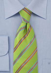 Cravate rayée vert clair rouge bleu
