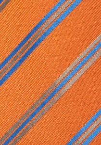 Cravate abricot rayée bleue
