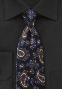 Cravate noire motif cachemire