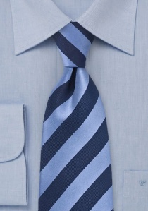 Cravate clip bleue rayures larges