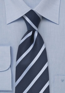 Cravate clip bleu foncé rayures bleu clair