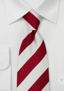 Cravate clip à larges rayures rouge/blanc