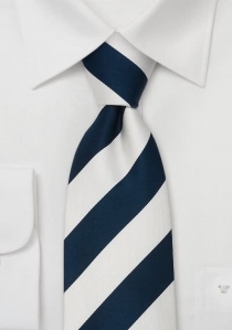 Cravate rayures larges bleu foncé blanc