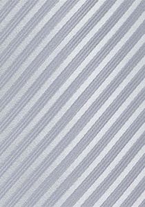 Cravate grise et blanche à rayures