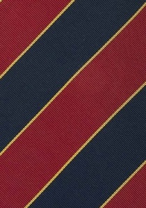 Cravate Oxford-Clip en bleu nuit, rouge et jaune