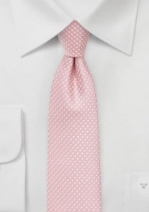 Cravate rose dragée pois blancs