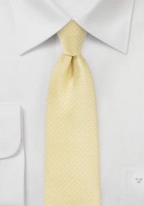 Cravate jaune pâle pois blancs