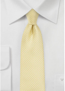 Cravate jaune pâle pois blancs