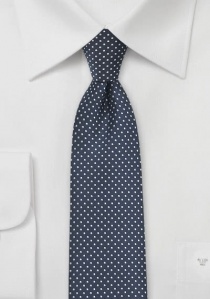 Cravate bleu foncé pois blancs