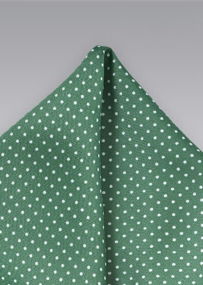 Pochette vert foncé pois blancs