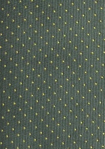 Cravate étroite à pois vert sapin jaune d'or