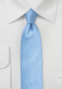Cravate bleu ciel à pois bleu marine