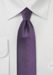 Cravate violet foncé à pois gris clair