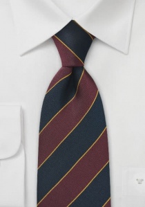 Cravate business XXL motif lignes bordeaux bleu